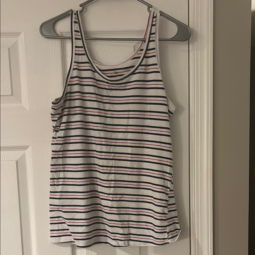 SO White and Blue Relaxed Tank Top